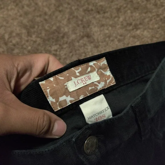 J. CREW Matchstick Women's Size 30 S Black Corduroy Mid Rise Jeans 33 x 30 - Picture 3 of 8